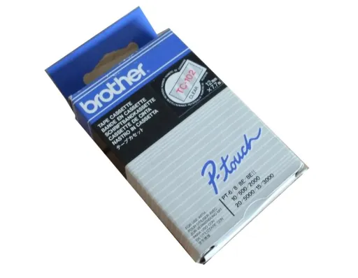 Cintas Brother Laminadas Transparente/Negro 12 mm x 7,7 m
