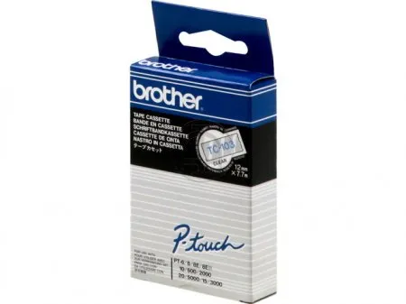 Cintas Brother Laminadas Transparente/Negro 12 mm x 7,7 m