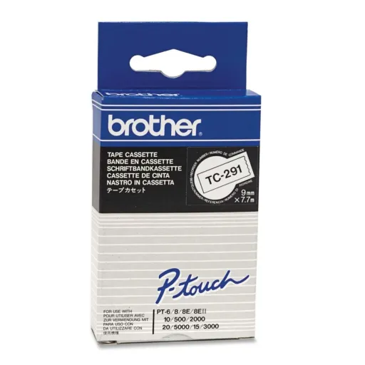 Cintas Brother Laminadas Blanco/Negro 9 mm x 7,7 m