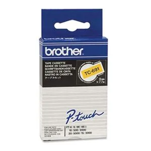 Cintas Brother Laminadas Amarillo/Negro 9 mm x 7,7 m