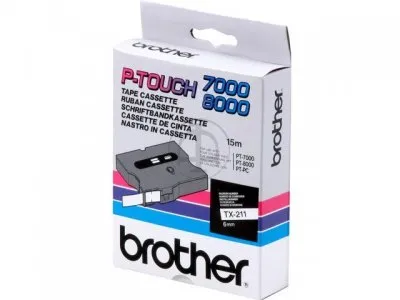Cintas Brother Laminadas Blanco/Negro 6 mm x 15 m