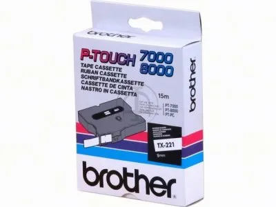 Cintas Brother Laminadas Blanco/Negro 9 mm x 15 m