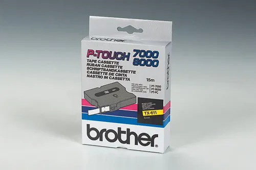 Cintas Brother Laminadas Amarillo y Negro 6 mm X 15 M