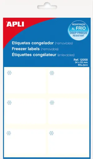 Etiquetas Adhesivas Para Congelador Apli 34x53 mm Blanco (60 Uds.)