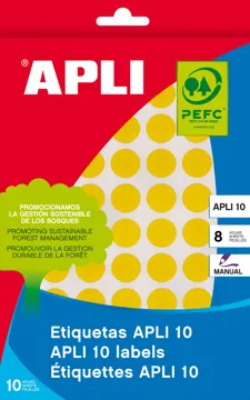 Etiquetas Adhesivas Ø 19 mm Redondas Apli – Amarillo
