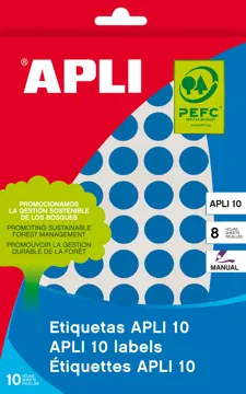 Etiquetas Adhesivas Ø 10 mm Redondas Apli – Azul
