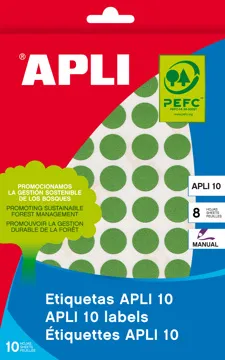 Etiquetas Pegatinas Adhesivas Redondas Apli 16 mm Verde (432 Uds.)