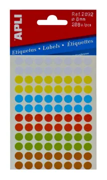 Etiquetas Pegatinas Adhesivas Redondas 8 mm Apli – Multicolor