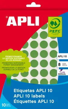 Etiquetas Pegatinas Adhesivas Redondas Apli Ø19 mm Multicolor (100 Uds.)