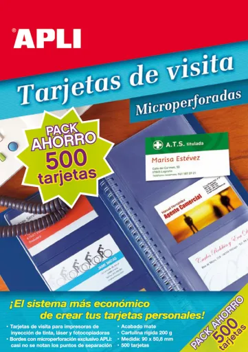 Aplicador de Tarjetas de Presentación Paquete de 500 Tarjetas de Ahorro 200g 90 x 50,8 mm