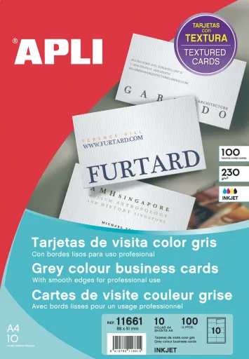 Tarjetas de Visita - Appli - Tarjetas de Visita Grises - 230 g/m² - 89 x 51 mm