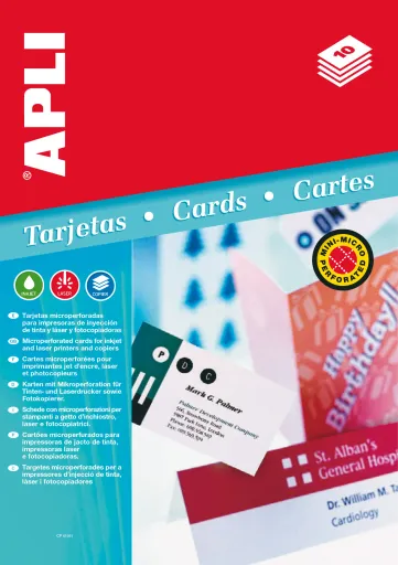 Tarjeta Para Convenciones Mini-Microperforada 90x55mm – A4 – 200g – Pack 10 Hojas (80 Unidades)