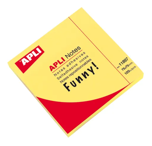 Notas Adhesivas de Color Amarillo Brillante (75 x 75 mm) Con Aplicador
