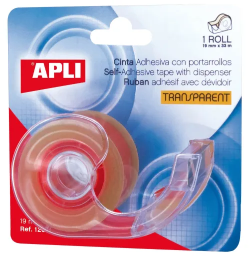 Dispensador Con Cinta Adhesiva Transparente (19mm x 33m) - Apli