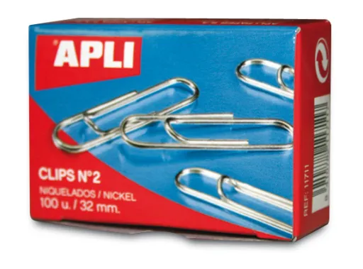 Clips Plateados Nº1 26mm Caja: 100 Unidades Apli