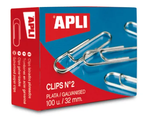 Clips Plateados Apli Nº3 40 mm – Caja de 100 Unidades
