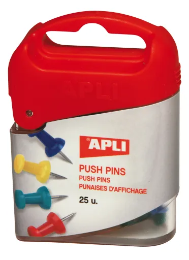Chinchetas Push-Pin Apli – 25 Unidades, Colores Surtidos