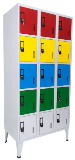 Taquillas Metálicas de Color Triples Con 15 Puertas – 1900x900x500 mm