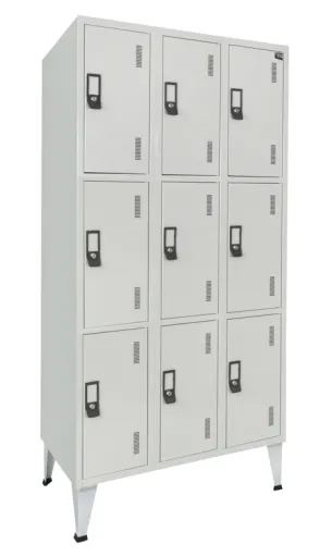 Taquillas Metálicas Triple Gris 1900x900x500 mm – 9 Puertas Standard