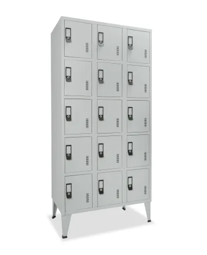 Taquillas Metálicas Triple Gris 1900x900x500 mm – 15 Puertas Standard