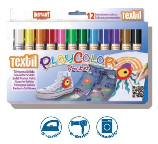 Gouache Sólido PlayColor Textil Pocket 12 Unid - PlayColor