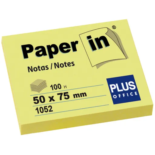 Bloc de Notas Adhesivas 50 x 75 mm Amarillo – Plus Office