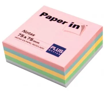 Bloc de Notas Adhesivas 75x75mm 400 Hojas 5 Colores Pastel – Plus