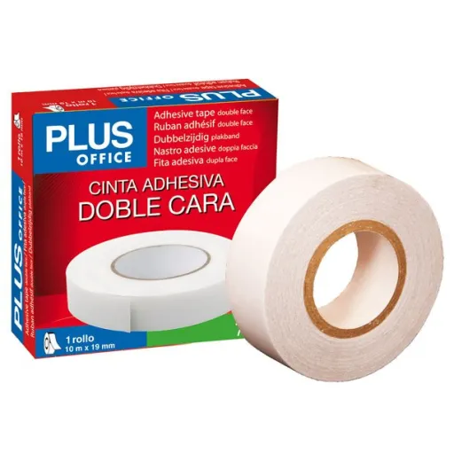 Cinta Adhesiva de Doble Cara Plus Office 10m x 19mm 