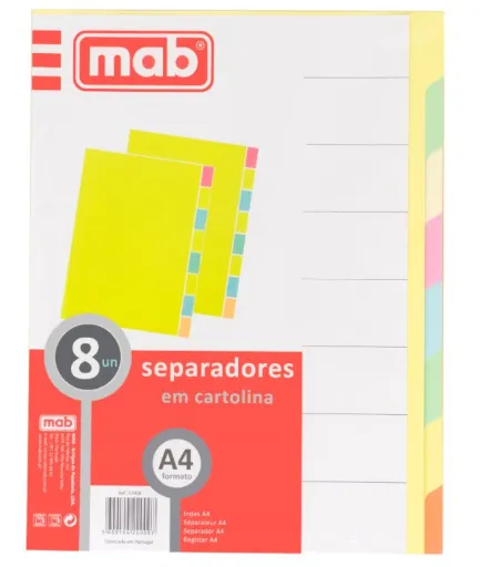Separadores de Cartulina A4 8 Posiciones – Mab