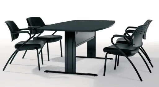 Mesa de Reunión Oval 2400x1200x740 mm Negra - Única