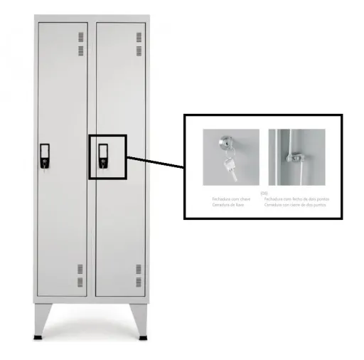Taquillas Metálicas Dobles Con 2 Puertas – 1700x600x400 mm Con Cerradura de Llave