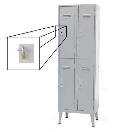 Taquillas Metálicas Dobles Con 4 Puertas – 1900x600x500 mm Con Cerradura Metálica Para Candado