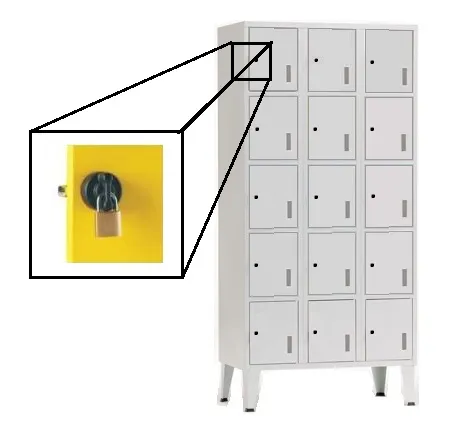 Taquillas Metálicas Triples en Color Gris Con 15 Puertas – 1900x900x500 mm Con Cerraduras Para Candado