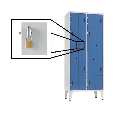 Taquillas Metálicas de Color Dobles en L Con 4 Puertas – 1900x775x500 mm Con Cerradura Metálica Para Candado