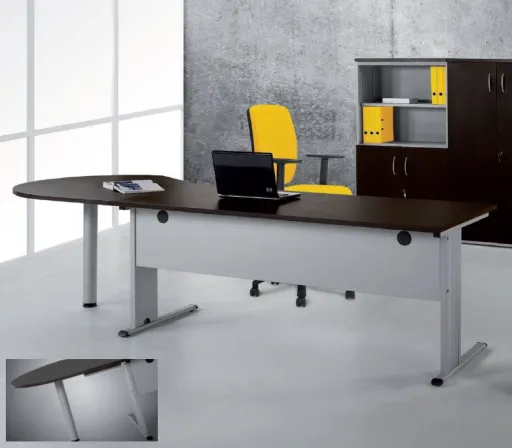 Mesa de Oficina 800x800x740 mm Express Con Extensión en Gota Melamina