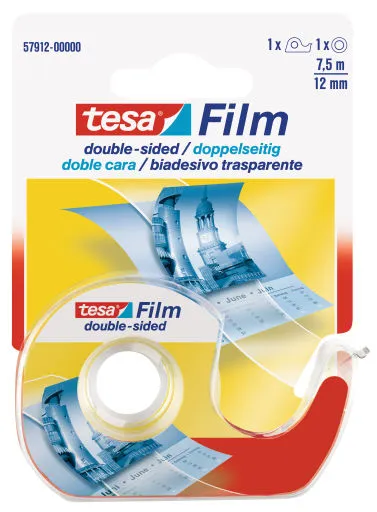 Cinta Adhesiva Doble Cara Tesa Film Con Dispensador 7,5m x 12mm - Tesa