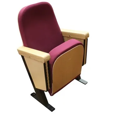 Silla de Auditorio Tapizada Borgoña Con Brazos de Madera
