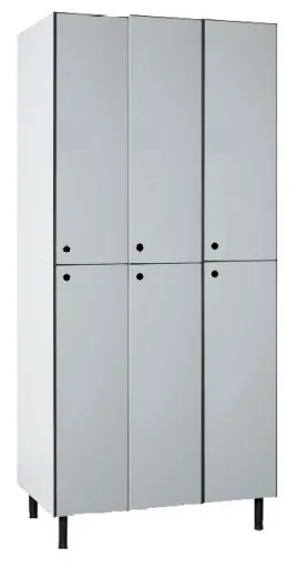 Taquilla Fenólica Triple Con 6 Puertas – 1900x900x500 mm