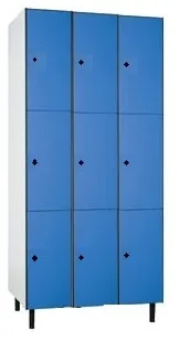 Taquillas Fenólicas Triples Riva – 9 Puertas, 1800x1500x300mm