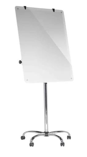 Bi-Office – Pizarra Blanca Trípode 70x100 cm Flip Chart Magnética Con Ruedas y Superficie de Vidrio