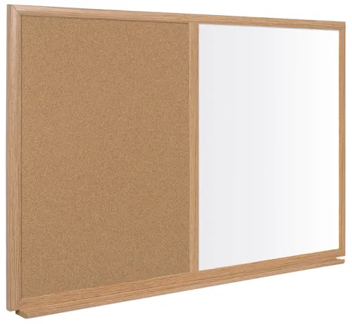 Bi Office - Pizarra Combinada Reciclada 60x90 cm Corcho / Blanca Con Marco de Madera Executive Earth-it