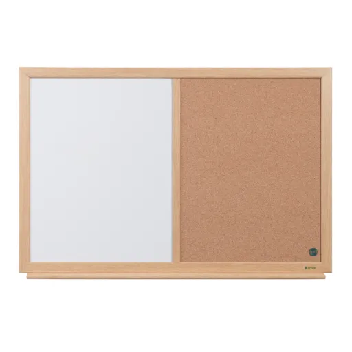 Bi Office - Pizarra Combinada Reciclada 60x90 cm Corcho / Blanco Marco Madera Prime Earth-it
