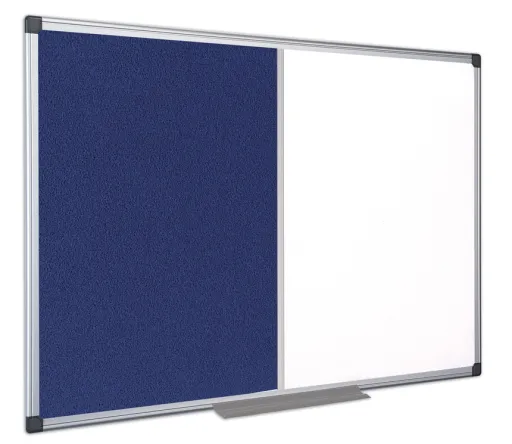 Panel Combinado 45x60 cm Fieltro Azul / Blanco No Magnético Marco de Aluminio Maya - Bi-Office