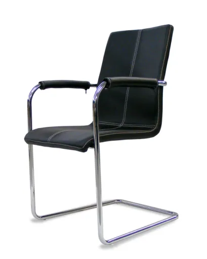 Silla de Oficina de Visita Dream – Piel Sintética Negra y Base Cromada