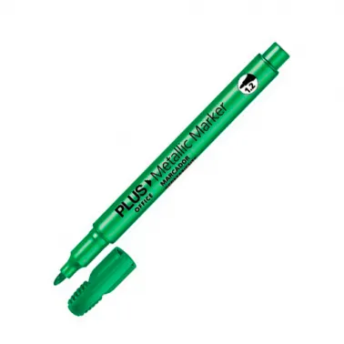 Rotulador Permanente Metálico Verde – Caja 12 Unidades – Plus Office