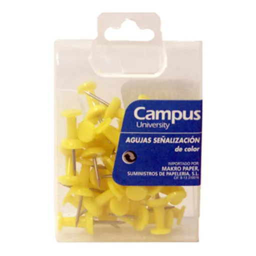 Chinchetas de Señalización Color Amarillo Campus 35 Unidades (Push-Pins)