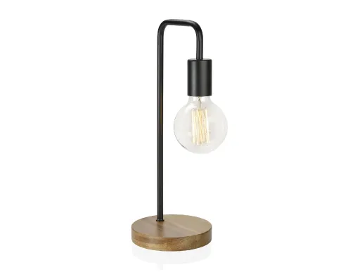 Lámpara de Mesa Curva Madera y Metal – Andrea House