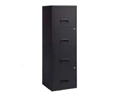 Armario Archivo Oficio 40x40x126 cm 4 Cajones Negro - Pierre Henry