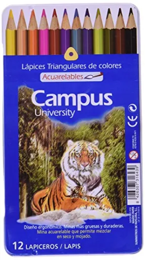 Lápices de Color Acuarelables 12 Unidades - Campus