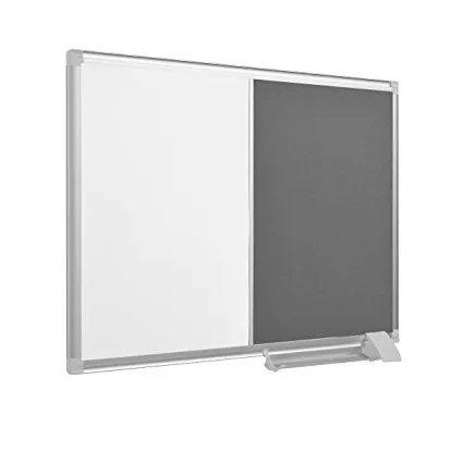 Bi-Office - Pizarra Combinada 45x60 cm Fieltro Gris y Pizarra Blanca Con Marco de Aluminio New Generation